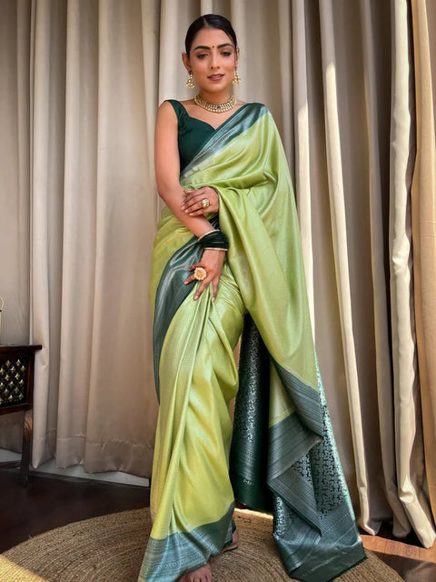 VastraLakshmi Devastating Pista Soft Silk Saree With Nemesis Blouse Piece