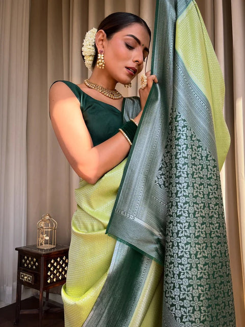 VastraLakshmi Devastating Pista Soft Silk Saree With Nemesis Blouse Piece