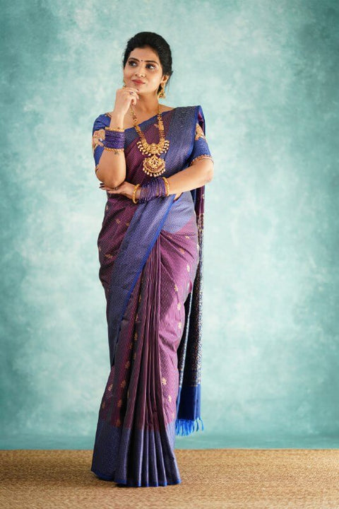 VastraLakshmi Fancifull Purple Soft Silk Saree With Hypnotic Blouse Piece