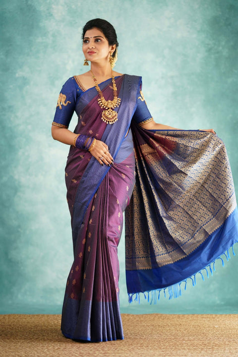 VastraLakshmi Fancifull Purple Soft Silk Saree With Hypnotic Blouse Piece