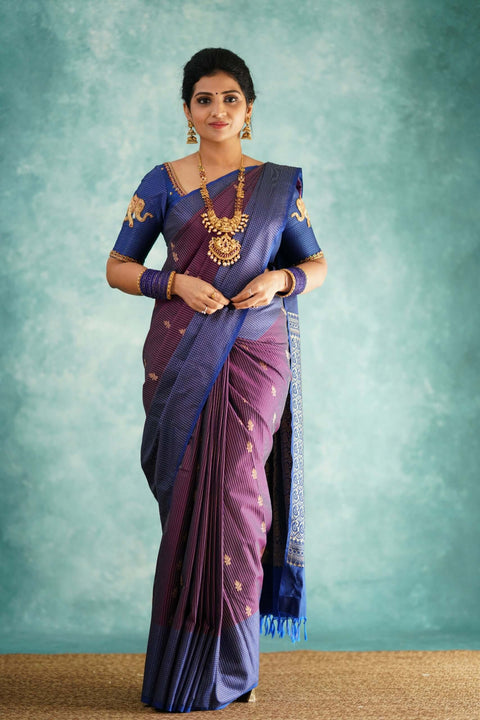 VastraLakshmi Fancifull Purple Soft Silk Saree With Hypnotic Blouse Piece