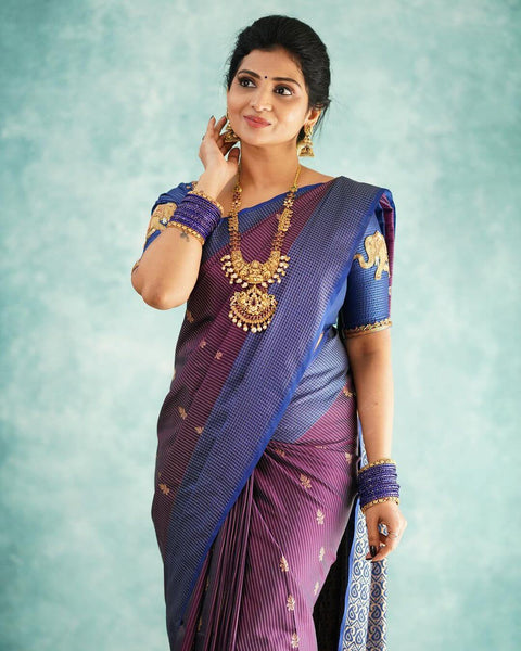 VastraLakshmi Fancifull Purple Soft Silk Saree With Hypnotic Blouse Piece