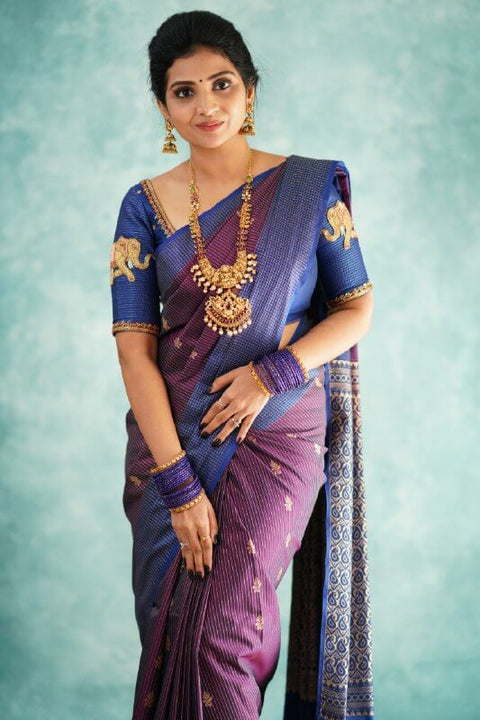 VastraLakshmi Fancifull Purple Soft Silk Saree With Hypnotic Blouse Piece