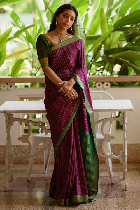 VastraLakshmi Intricate Purple Soft Silk Saree With Precious Blouse Piece