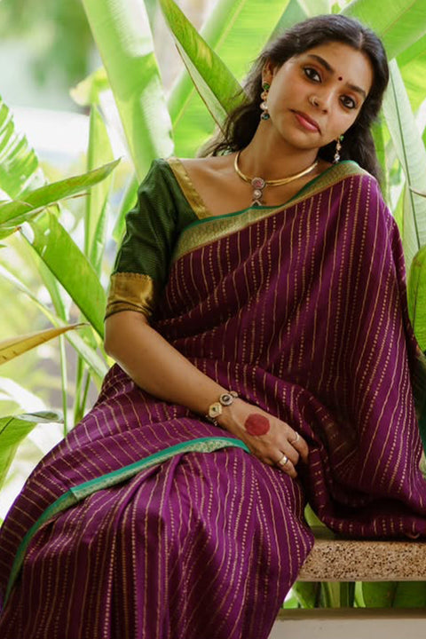 VastraLakshmi Intricate Purple Soft Silk Saree With Precious Blouse Piece