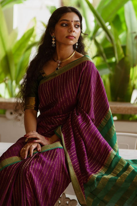 VastraLakshmi Intricate Purple Soft Silk Saree With Precious Blouse Piece