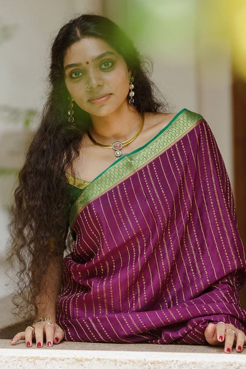 VastraLakshmi Intricate Purple Soft Silk Saree With Precious Blouse Piece