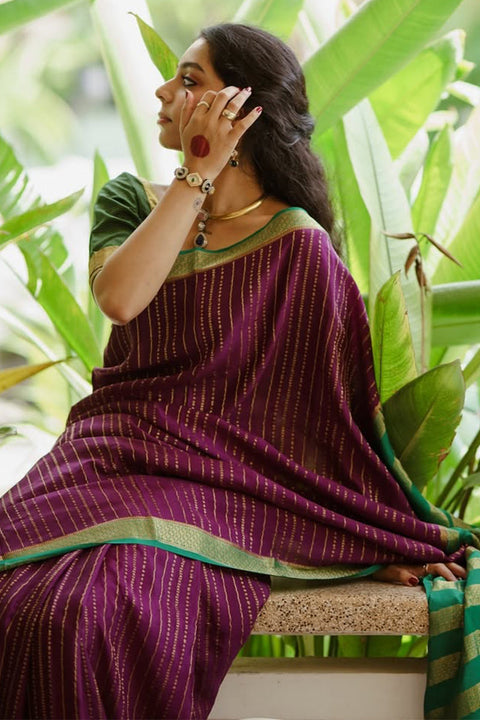 VastraLakshmi Intricate Purple Soft Silk Saree With Precious Blouse Piece