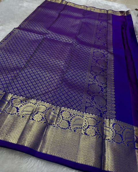 VastraLakshmi Angelic Royal Blue Soft Banarasi Silk Saree With Panoply Blouse Piece