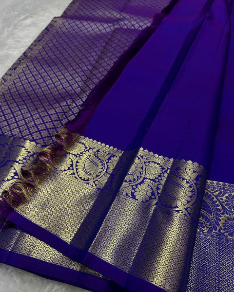 VastraLakshmi Angelic Royal Blue Soft Banarasi Silk Saree With Panoply Blouse Piece