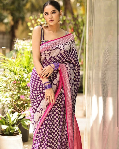 VastraLakshmi Scrumptious Purple Soft Silk Saree With Supernal Blouse Piece