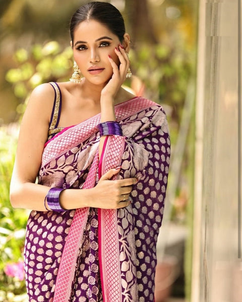 VastraLakshmi Scrumptious Purple Soft Silk Saree With Supernal Blouse Piece