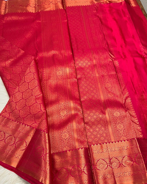 VastraLakshmi Scintilla Dark Pink Soft Banarasi Silk Saree With Panoply Blouse Piece