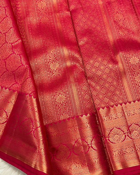 VastraLakshmi Scintilla Dark Pink Soft Banarasi Silk Saree With Panoply Blouse Piece