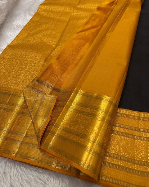 VastraLakshmi Gorgeous Black Soft Silk Saree With Beautiful Blouse Piece