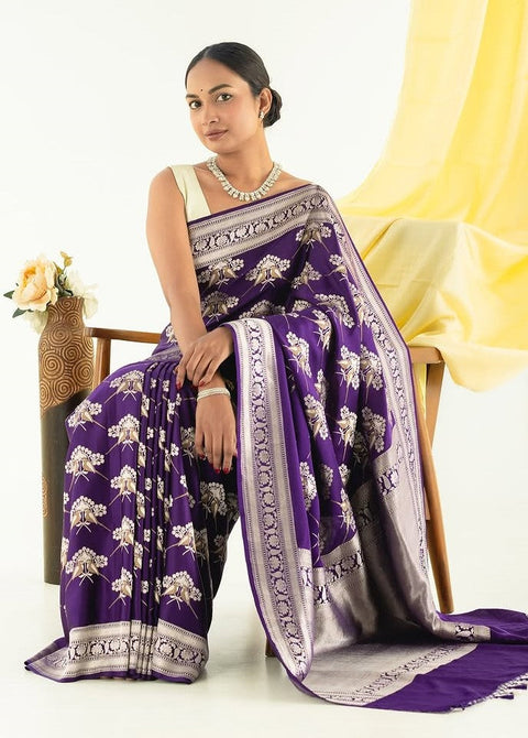 VastraLakshmi Refreshing Purple Soft Silk Saree With Pretty Blouse Piece