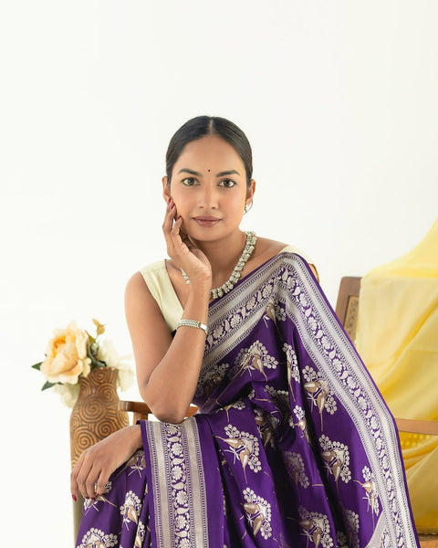 VastraLakshmi Refreshing Purple Soft Silk Saree With Pretty Blouse Piece