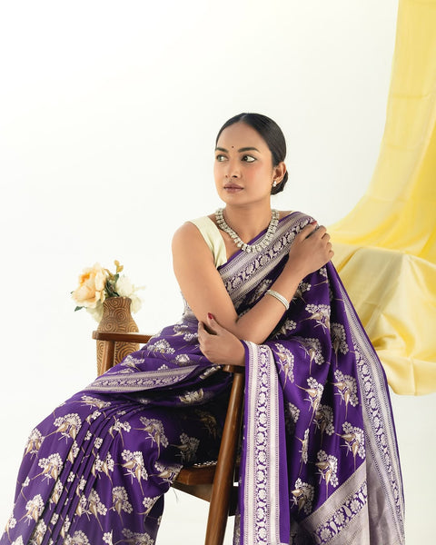 VastraLakshmi Refreshing Purple Soft Silk Saree With Pretty Blouse Piece