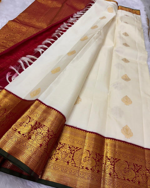 VastraLakshmi Jazzy Beige Soft Silk Saree With Stylish Blouse Piece