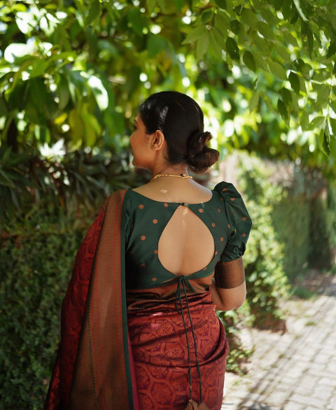 VastraLakshmi Serendipity Maroon Soft Silk Saree With Devastating Blouse Piece