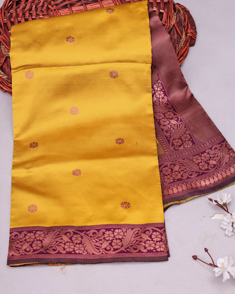 VastraLakshmi Mesmerising Yellow Soft Silk Saree With Demanding Blouse Piece