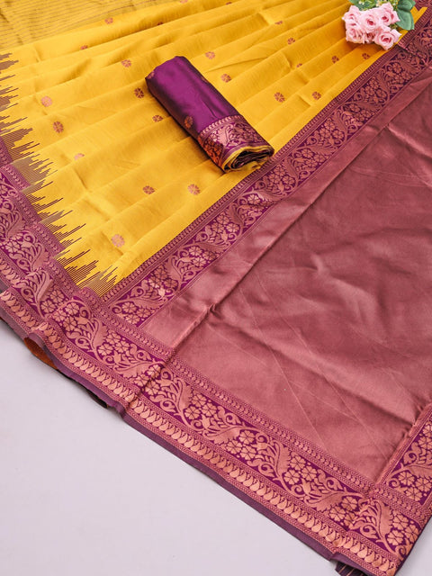 VastraLakshmi Mesmerising Yellow Soft Silk Saree With Demanding Blouse Piece