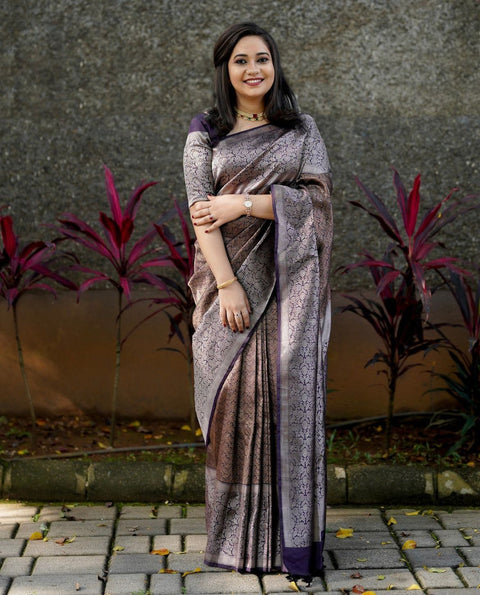 VastraLakshmi Gorgeous Purple Soft Silk Saree With Impressive Blouse Piece