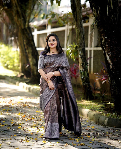 VastraLakshmi Gorgeous Purple Soft Silk Saree With Impressive Blouse Piece