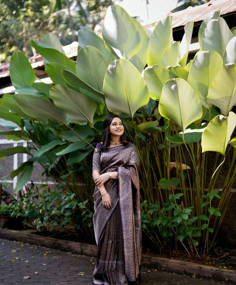 VastraLakshmi Gorgeous Purple Soft Silk Saree With Impressive Blouse Piece