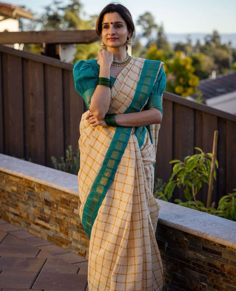 VastraLakshmi Snazzy Beige Soft Silk Saree With Winsome Blouse Piece