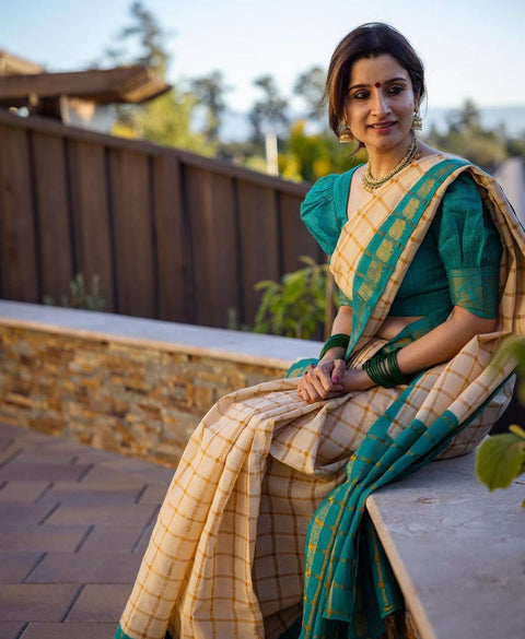 VastraLakshmi Snazzy Beige Soft Silk Saree With Winsome Blouse Piece