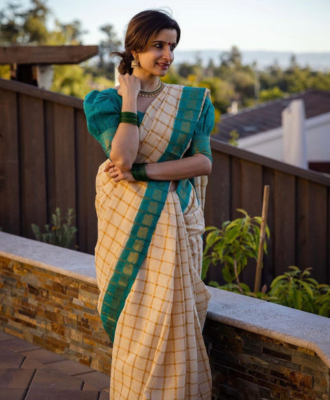 VastraLakshmi Snazzy Beige Soft Silk Saree With Winsome Blouse Piece