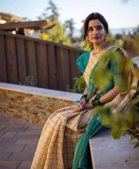 VastraLakshmi Snazzy Beige Soft Silk Saree With Winsome Blouse Piece