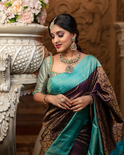 VastraLakshmi Engaging Wine Soft Silk Saree With Allure Blouse Piece