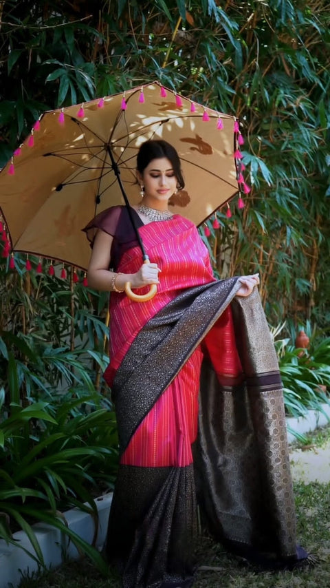 VastraLakshmi Transcendent Dark Pink Soft Silk Saree With Exemplary Blouse Piece