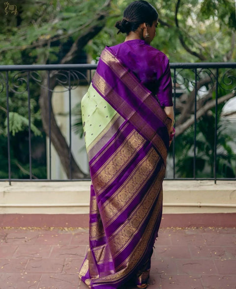 VastraLakshmi Tempting Pista Soft Silk Saree With Whimsical Blouse Piece