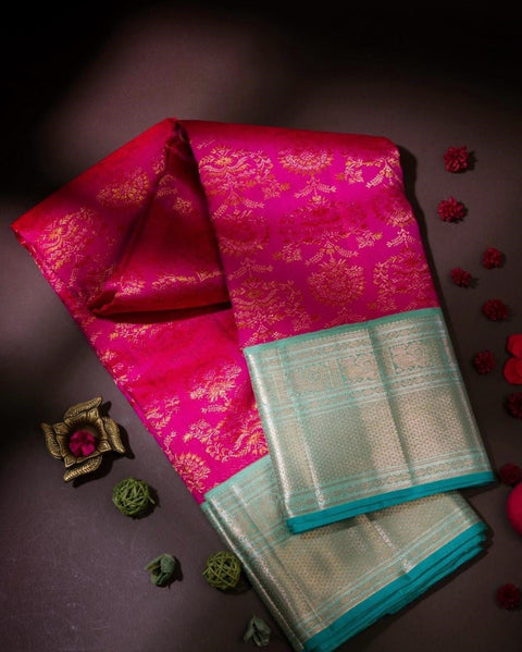 VastraLakshmi Staggering Dark Pink Soft Silk Saree With Aplomb Blouse Piece