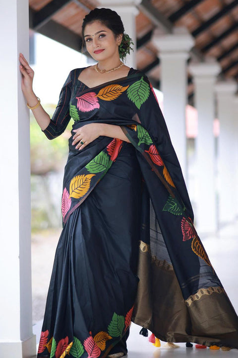 VastraLakshmi Pretty Black Soft Silk Saree With Beautiful Blouse Piece