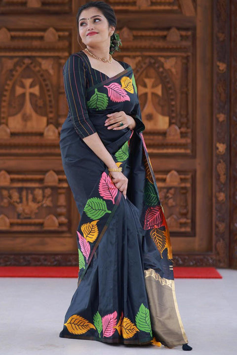 VastraLakshmi Pretty Black Soft Silk Saree With Beautiful Blouse Piece