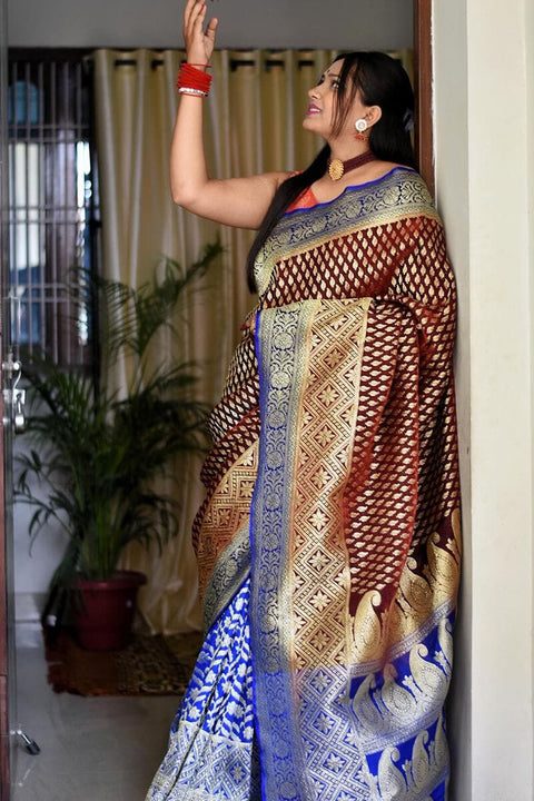 VastraLakshmi Adorning Wine Soft Silk Saree With Surpassing Blouse Piece