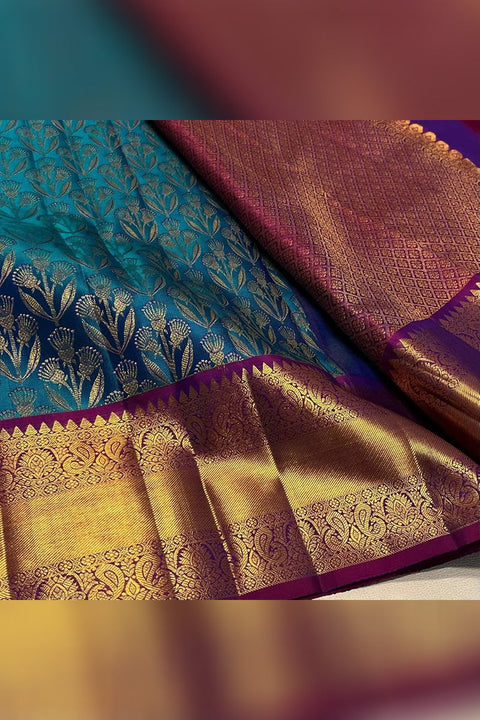 VastraLakshmi Most Stunning Rama Soft Silk Saree With Opulent Blouse Piece