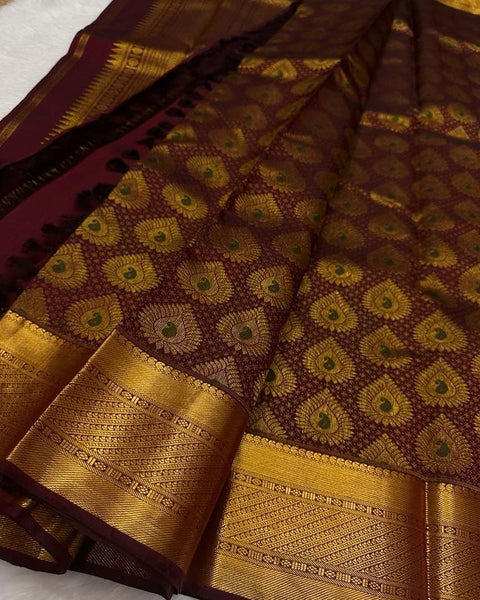 VastraLakshmi Aplomb Wine Soft Silk Saree With Vivacious Blouse Piece