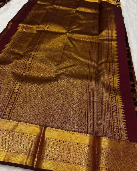 VastraLakshmi Aplomb Wine Soft Silk Saree With Vivacious Blouse Piece