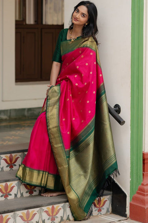 VastraLakshmi Unique Dark Pink Soft Silk Saree With Beautiful Blouse Piece