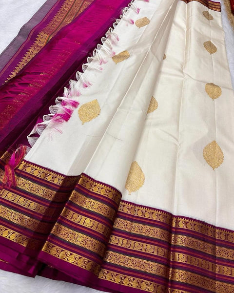 VastraLakshmi Amazing Off White Soft Silk Saree With Phenomenal Blouse Piece