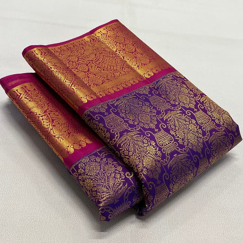 VastraLakshmi Arresting Purple Soft Banarasi Silk Saree With Jazzy Blouse Piece