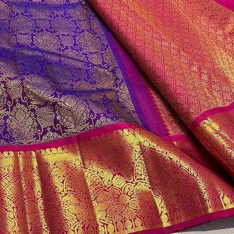 VastraLakshmi Arresting Purple Soft Banarasi Silk Saree With Jazzy Blouse Piece