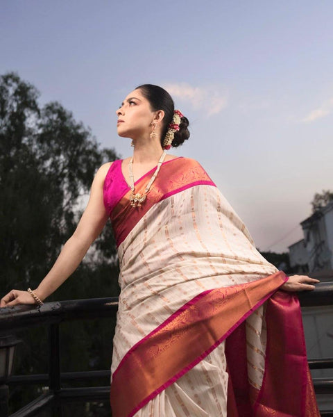 VastraLakshmi Panoply Beige Soft Silk Saree With Incredible Blouse Piece