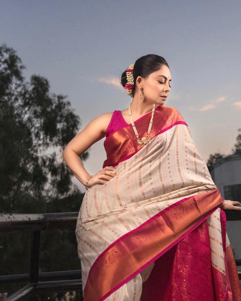 VastraLakshmi Panoply Beige Soft Silk Saree With Incredible Blouse Piece