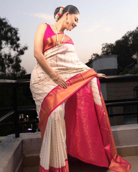 VastraLakshmi Panoply Beige Soft Silk Saree With Incredible Blouse Piece